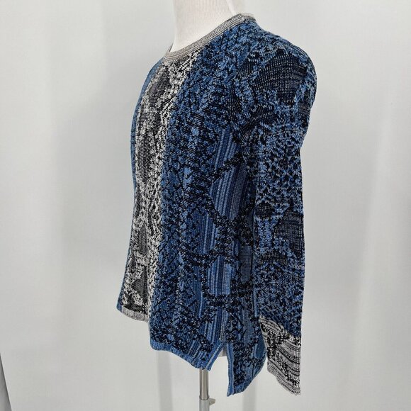 Per Se By Carlisle Womens Blue & Black Patterned Long Sleeve Sweater S Small - Picture 7 of 7